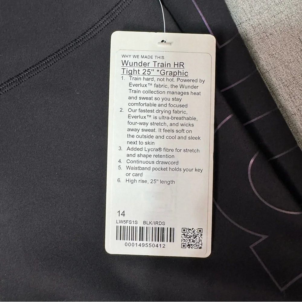 Lululemon Wunder Train High Rise Tight Athletic Legging Black Graphic Logo NWT